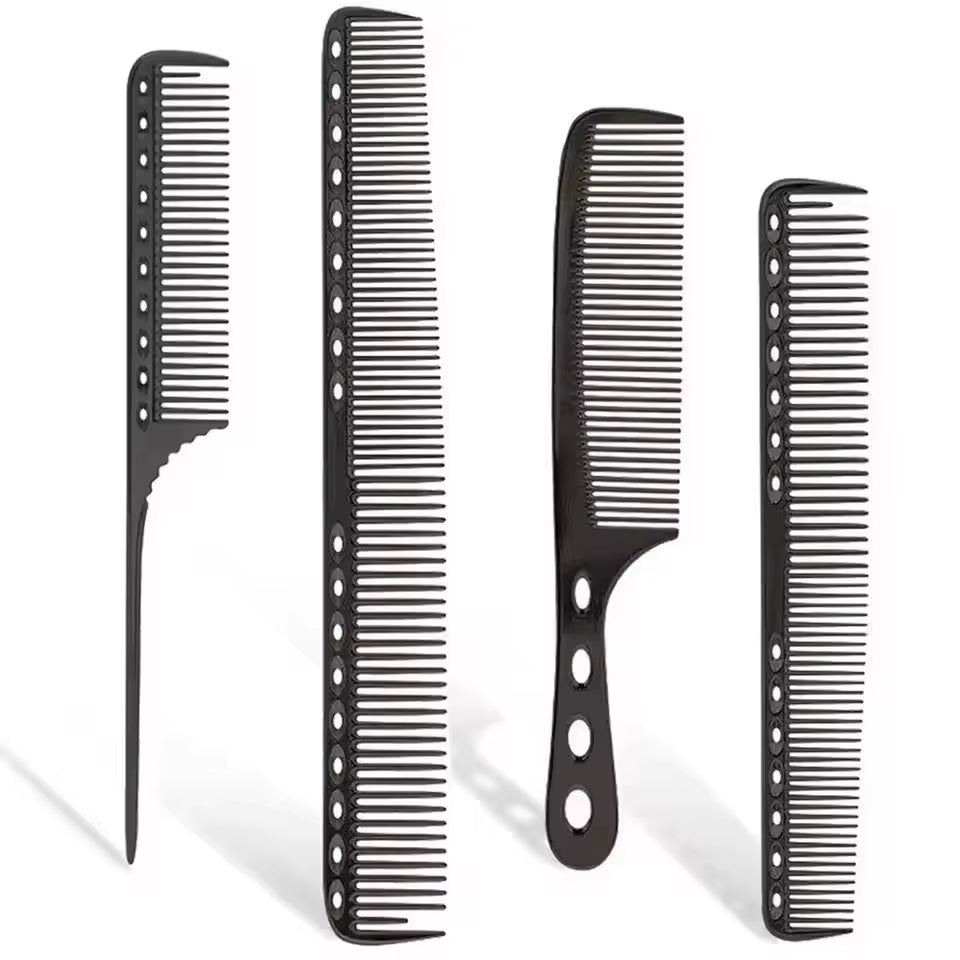 4Pcs/Pack Metal Comb Set Barber Comb Stainless Steel Blending Comb Fine Styling Cutting Comb Flat Top Clipper Comb